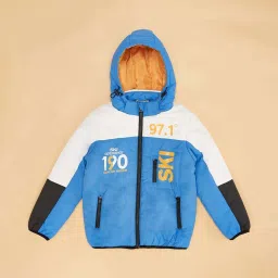 Pantaloons Junior Blue & White Printed Full Sleeves Jacket image 3