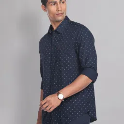 AD by Arvind Navy Slim Fit Printed Shirt image 3