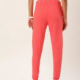 Flying Machine Women Peach-Colored Solid Cotton Joggers image 2