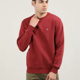 Dragon Hill Red Cotton Slim Fit Sweatshirt-image-0