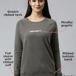 Enamor Grey Cotton Graphic Print Sweatshirt image 3