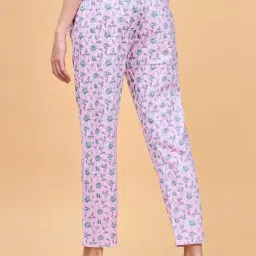 Enamor Fondant Pink Cotton Floral Print Lounge Track Pants image 2