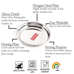 HAZEL Silver Stainless Steel Serving Plates (0.65 L) - Set of 4 image 3