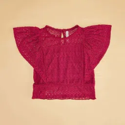 Pantaloons Junior Magenta Pink Regular Fit Top image 3