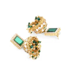 Zaveri Pearls Green Multistrand Kundan Choker Necklace Earring & Ring Set-ZPFK11454 image 3