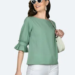 Zink London Sage Green Regular Fit Top image 3