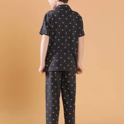 Lil Tomatoes Kids Charcoal Grey Printed Shirt Set image 2