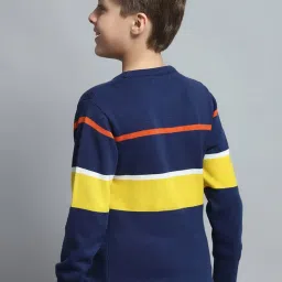 Monte Carlo Boys Printed Navy Blue Round Neck Full Sleeve Pullover image 2