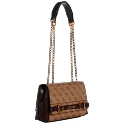 GUESS Latte Brown Sestri Printed Shoulder Bag image 2