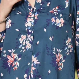 Melon by PlusS Blue Floral Print Shirt image 4