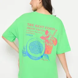 Madame Green Cotton Graphic Print Short Sleeves T-Shirt image 2