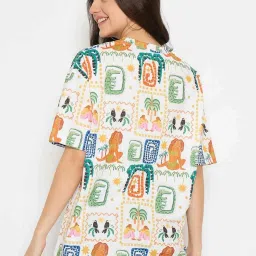Madame White Polyester Graphic Print Short Sleeves T-Shirt image 2