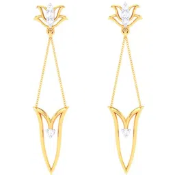 p.c. chandra jewellers P.C Chandra Jeweller 18k Yellow Gold with Floral Embellishment & Diamond Dangler Earrings-picture-10