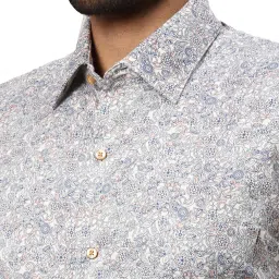 Raymond Blue Cotton Regular Fit Printed Shirt image 5