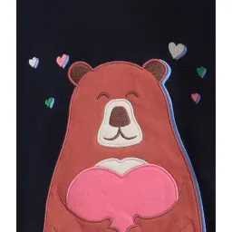 Bumzee Girls Navy Embroidered Full Sleeves Hooded Sweatshirt image 3