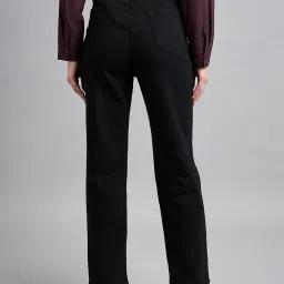 Style Quotient Black Cotton Straight Fit High Rise Jeans image 2