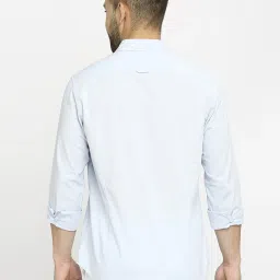 Basics Blue Cotton Slim Fit Shirt image 2