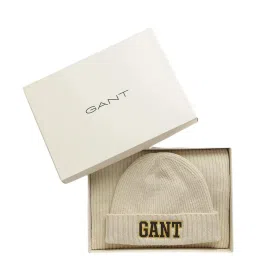 Gant Cream Textured Scarf with Beanie Cap image 2