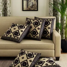 Romee Black Cotton Cushion Covers (40 x 40 cm) - Set of 5 image 1