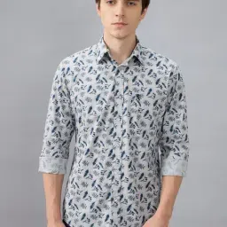 Giordano Grey Slim Fit Printed Shirt-image-24