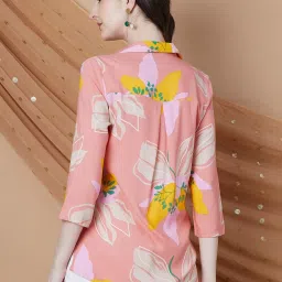 Melange By Lifestyle Peach Regular Fit Printed Shirt image 2