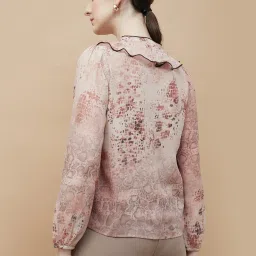 Code By Lifestyle Brown Regular Fit Printed Top image 2