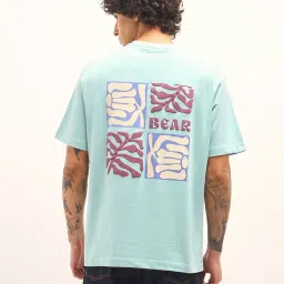 The Bear House Green Cotton Oversized Printed T-Shirt image 2