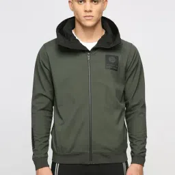 Pepe Jeans Olive Green Regular Fit Printed Hooded Jacket-image-87