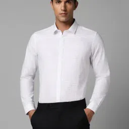 Louis Philippe White Cotton Slim Fit Checks Shirt-picture-20