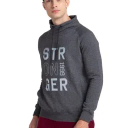 Parx Grey Regular Fit Printed Hooded SweatShirt image 3