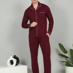 Sweet Dreams Burgundy Cotton Regular Fit Co-Ord Set-picture-34