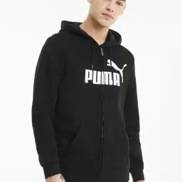 Puma Black Cotton Regular Fit Logo Printed Hooded SweatShirt image 1