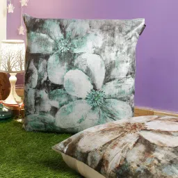 Romee Green & Brown Velvet Cushion Covers (60 x 60 cm) - Set of 2 image 1