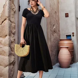 VANGULL Sweetheart Neck Smocked Cotton Fit & Flare Midi Dress image 1