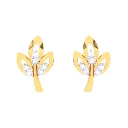 p.c. chandra jewellers P.C Chandra Jeweller 18k Leave Shape Yellow Gold & Diamond Stud Earrings-picture-15