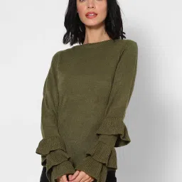 Forever 21 Olive Full Sleeves Sweater image 1