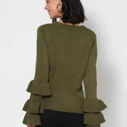 Forever 21 Olive Full Sleeves Sweater image 2