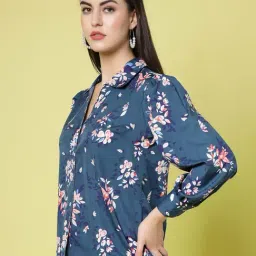 Melon by PlusS Blue Floral Print Shirt image 3