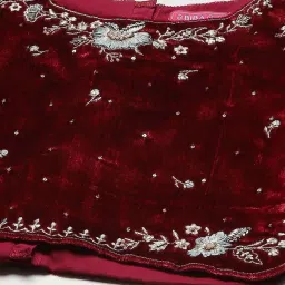 biba girls Biba Kids Maroon & Blue Cotton Embroidered Lehenga Cholis image 4