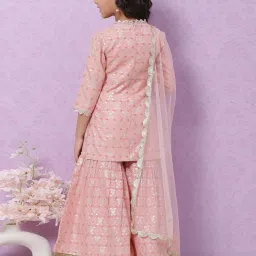 biba girls Biba Kids Pink Embroidered Kurta Set image 2