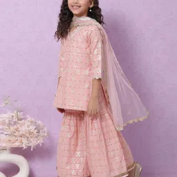 biba girls Biba Kids Pink Embroidered Kurta Set image 4