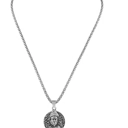 ADMIER Unisex Silver-Plated God Hanuman Circular Pendant with Chain image 5