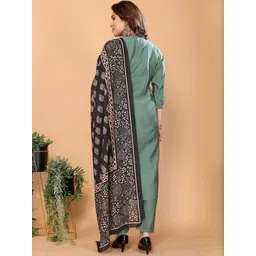 STYLE SAMSARA Women Chevron Printed Kurta with Trousers & Dupatta image 5