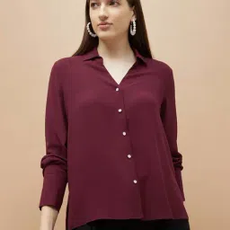 Code By Lifestyle Wine Regular Fit Shirt-image-68