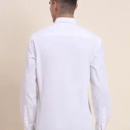 Greenfibre White Cotton Solid Regular Fit Shirt image 2