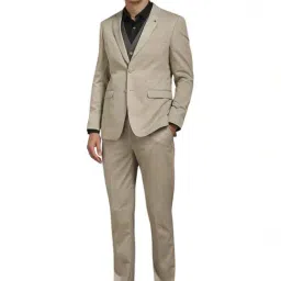 Louis Philippe Khaki Slim Fit Three Piece Suit-picture-11