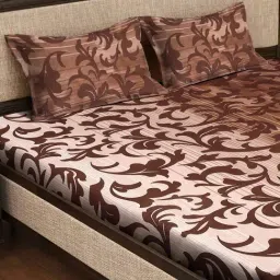 Klotthe Multicolor Cotton Blend Printed 300 TC King Flat Bedsheet with 2 Pillow Covers image 3