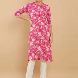 Soch Pink Printed Straight Kurta image 1