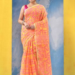 DESH BIDESH Floral Printed Jamdani Saree-picture-18