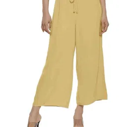 PATRORNA Gold Cotton Blend Relaxed Fit Mid Rise Capris-picture-16
